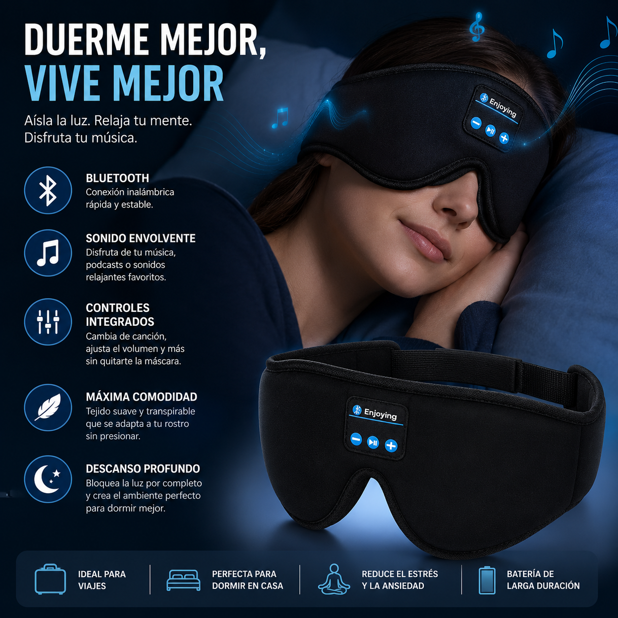 Máscara de Sueño Bluetooth